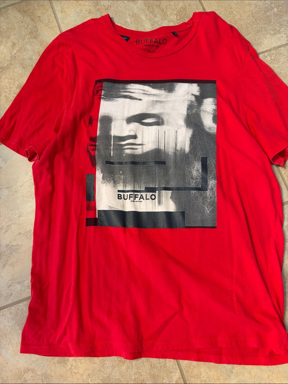 Buffalo David Bitton Red T-Shirt with Black & White Graphic